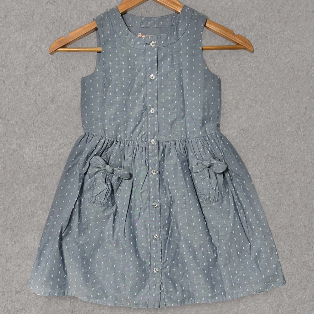 New Gillian’s Closet Blue Pleated Tiered Sundress with Scoop Neck Fully Lined 6